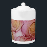 Beige Paarse Floral Theepot<br><div class="desc">Beige Paarse Florale theepot. Het originele kunstwerk was gemaakt van alcoholinkt in de kleuren beige,  bruin,  aubergine en messing. Beige Paarse Florale theepot. Originele kunst van de internationale abstracte kunstenaar Pauline Benjes.</div>
