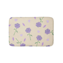 Beige Paarse Roos Bloemen Boho Botanische Patroon Badmat