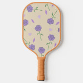 Beige Paarse Roos Bloemen Boho Botanische Patroon Pickleball Paddle (Achterkant)