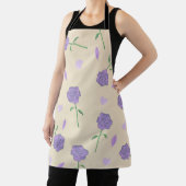 Beige Paarse Roos Bloemen Boho Botanische Patroon Schort (Insitu)