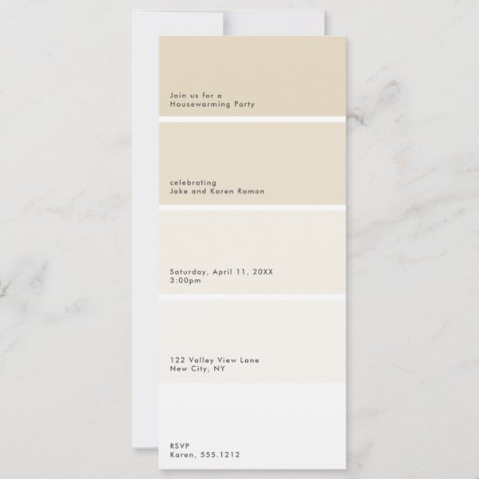 Beige Paint Chip Housewarming Party Invitation (Voorkant)