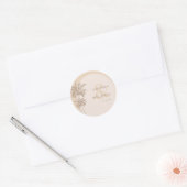 Beige Palmbomen & Ampersand Namen Huwelijk Ronde Sticker (Envelop)