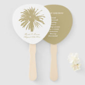 Beige palmboom strand bruiloft ceremonie programma handwaaier (Voorkant en achterkant)