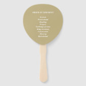 Beige palmboom strand bruiloft ceremonie programma handwaaier (Achterkant)