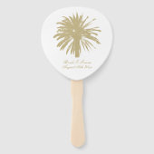 Beige palmboom strand bruiloft ceremonie programma handwaaier (Voorkant)