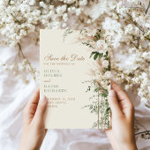 Beige Pampagras Trouwkaart Save the Date Kaart