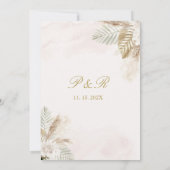 Beige pampas Elegante bruiloft uitnodiging in het  (Achterkant)