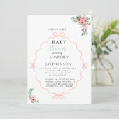 Beige Pampas Gras Boho Baby Shower Uitnodiging (Staand voorkant)