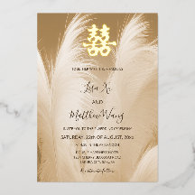 Beige Pampas gras Chinese bruiloft