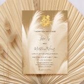 Beige Pampas gras Chinese bruiloft Kaart