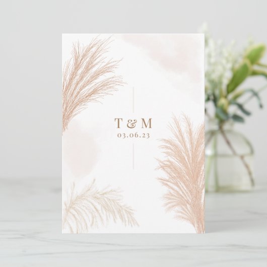 Beige pampas gras kaart (Staand voorkant)