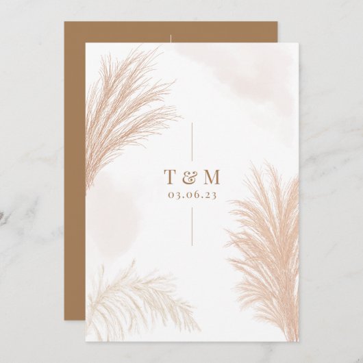 Beige pampas gras kaart (Voorkant / Achterkant)