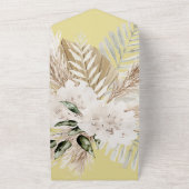 Beige Pampas Yellow Wedding All In One Uitnodiging (Buitenkant)