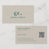 Beige papier Elegant professioneel eenvoudig monog Visitekaartje (Voorkant / Achterkant)