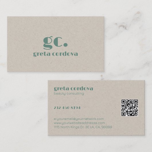 Beige papier Elegant professioneel eenvoudig monog Visitekaartje (Voorkant / Achterkant)