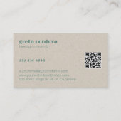 Beige papier Elegant professioneel eenvoudig monog Visitekaartje (Achterkant)