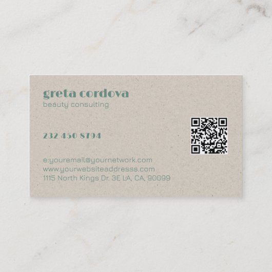 Beige papier Elegant professioneel eenvoudig monog Visitekaartje (Achterkant)