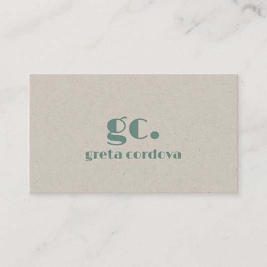 Beige papier Elegant professioneel eenvoudig monog Visitekaartje (Voorkant)