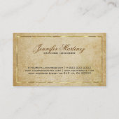  beige papieren achtergrondgoudaccenten visitekaartje (Achterkant)