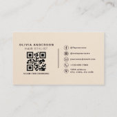 Beige papieren QR-code haarstylist modern Visitekaartje (Achterkant)