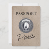 Beige Paris Passport Wedding Kaart (Achterkant)