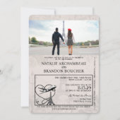 Beige Paris Passport Wedding Kaart (Voorkant)