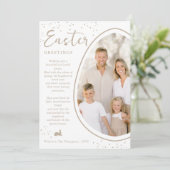 Beige Partly Cropped Egg Photo And Bunny Easter Kaart (Staand voorkant)