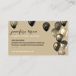 Beige Party Event Planner Elegante ballonnen Visitekaartje