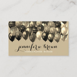 Beige Party Event Planner Elegante ballonnen Visitekaartje