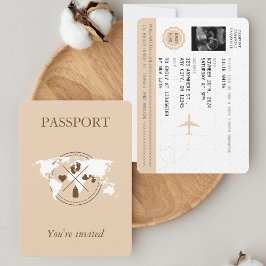 Beige Passport Travel Girl Baby shower Wereldkaart Kaart