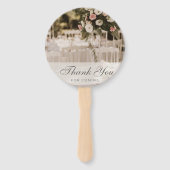 Beige pastel elegant dank u souvenir handwaaier (Achterkant)