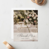 Beige pastel elegant dank u souvenir notitiekaartje (Voorkant / Achterkant in situ)