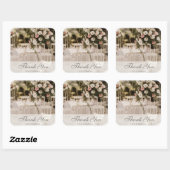 Beige pastel elegant dank u souvenir vierkante sticker (Vel)