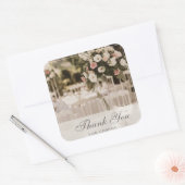 Beige pastel elegant dank u souvenir vierkante sticker (Envelop)