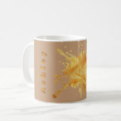 Beige Pastel Herfst Papier Textuur Mok - Monogram (Voorkant links)