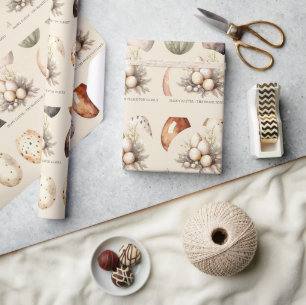 Beige Pastel Paaseieren Familienaam Cadeaupapier