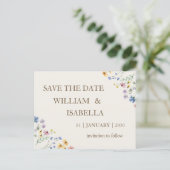 Beige Pastel Wilde Bloem Aankondigingskaart (Staand voorkant)