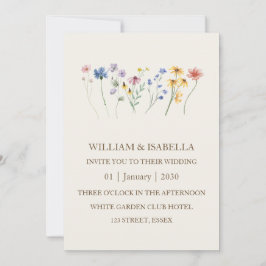 Beige Pastel Wilde Bloem Monogram Foto Kaart