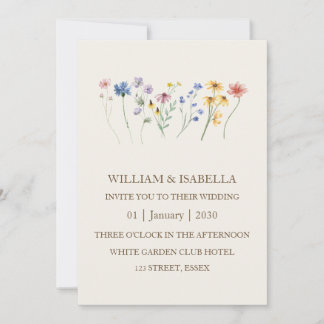 Beige Pastel Wilde Bloem Monogram Foto Kaart