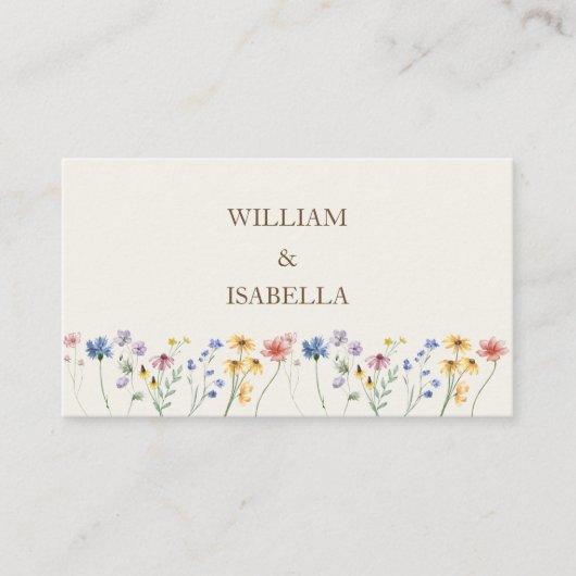 Beige Pastel Wilde Bloem Plaatskaartje (Voorkant)