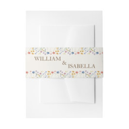 Beige Pastel Wilde Bloem Uitnodigingen Wikkel