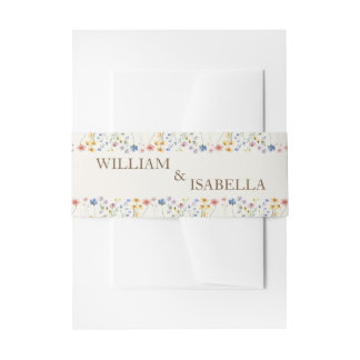 Beige Pastel Wilde Bloem Uitnodigingen Wikkel