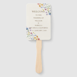 Beige Pastel Wildflower Handwaaier