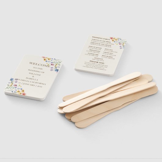 Beige Pastel Wildflower Handwaaier (Niet-gemonteerd)