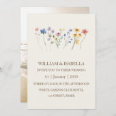 Beige Pastel Wildflower Monogram Foto Kaart (Voorkant / Achterkant)