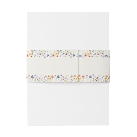 Beige Pastel Wildflower Uitnodigingen Wikkel (Achterkant Voorbeeld)