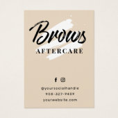 Beige pastelpenseel Schrift Wenkbrauw Verzorgingsg Visitekaartje (Voorkant)