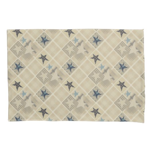 Beige patchwork kussensloop (Voorkant)