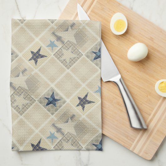 Beige patchwork theedoek (Quarter Fold)