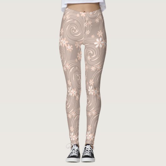 Beige patroon leggings (Voorkant)
